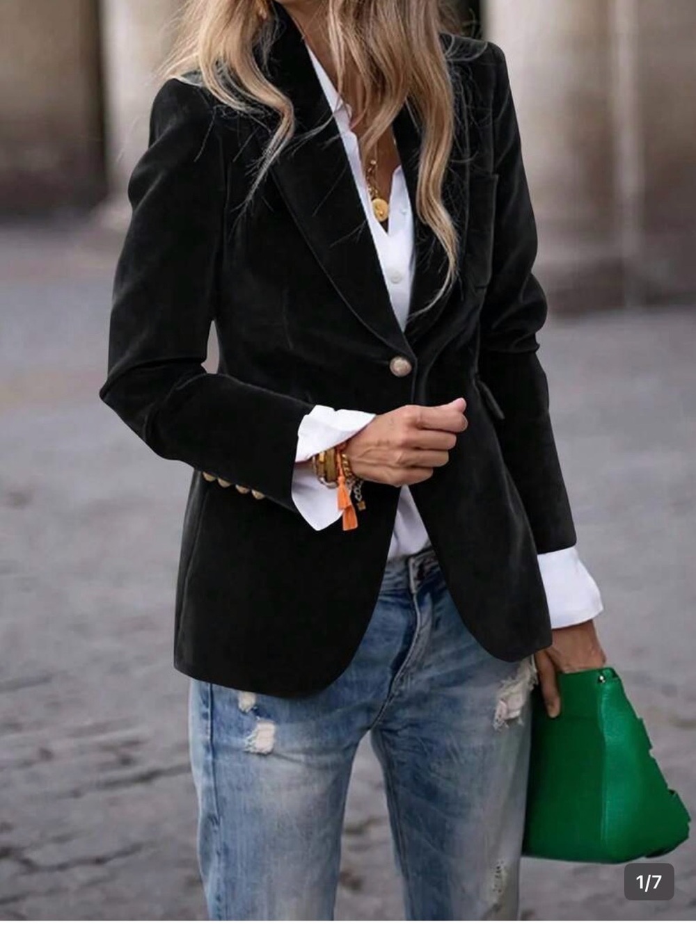 Dolce & Gabbana Black Velvet Blazer with Gold Buttons